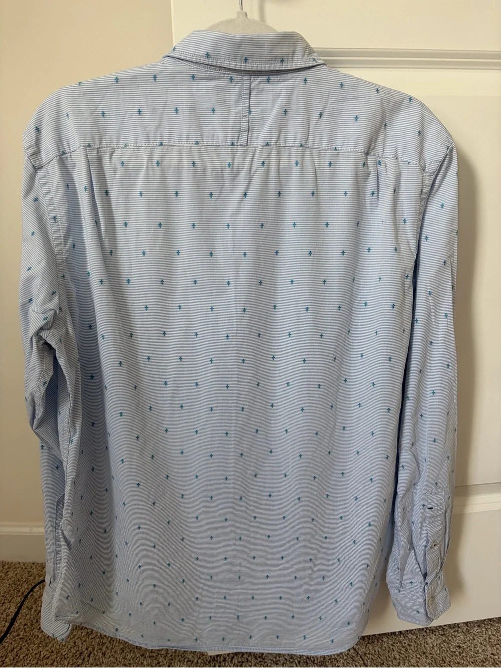 Banana Republic Light Blue Button-Down Shirt with Teal Micro Motif